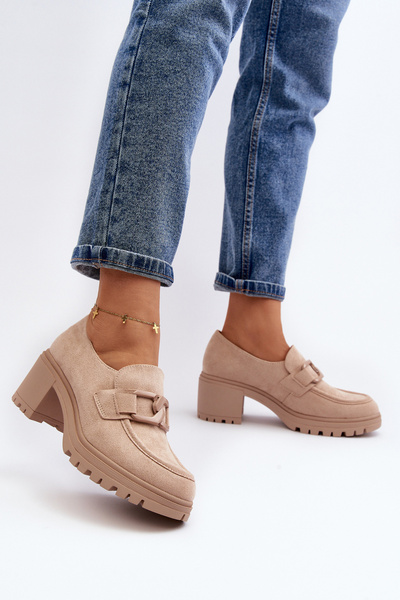 Suede High Heel Shoes in Beige Finley