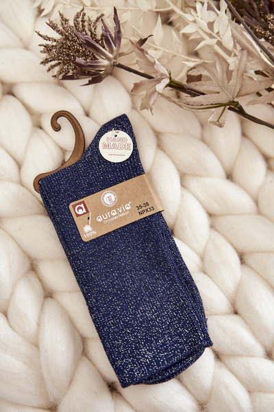 Chaussettes Antibactériennes Femme Avec Fil Brillant Marine