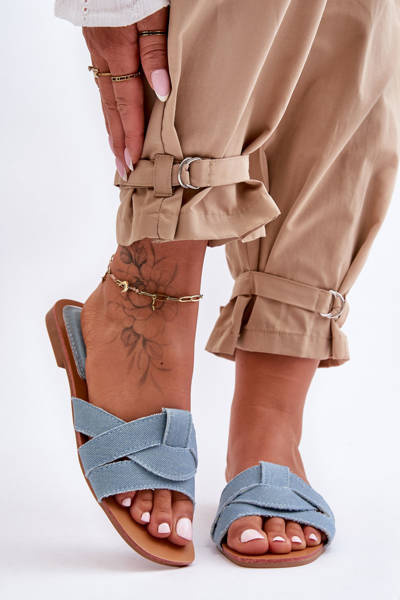 Chaussons en tissu pour femmes bleu clair Aversa