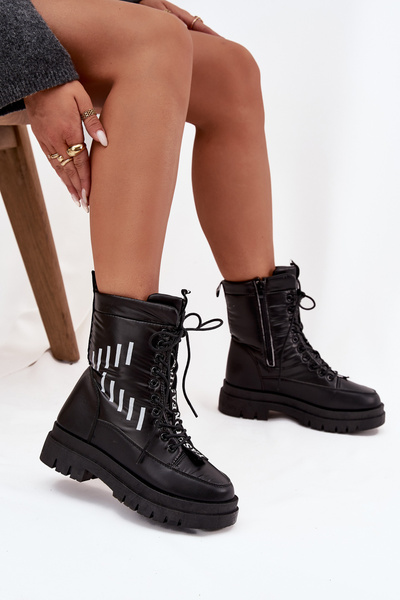 Botine cu șiret pentru femei Vinceza 23-34586 Negru