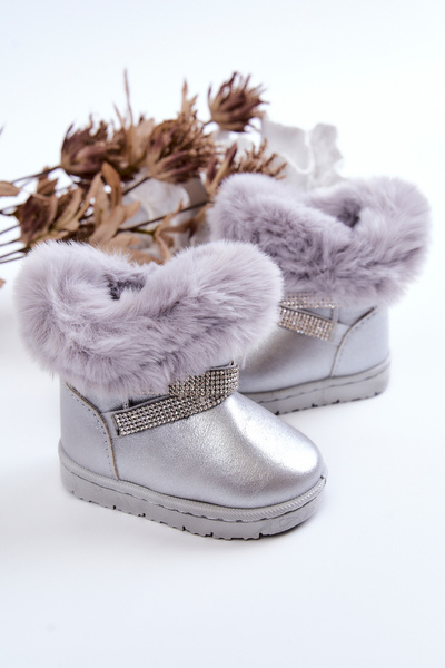 Bottes de neige pour enfants avec zircons argentés Hollee