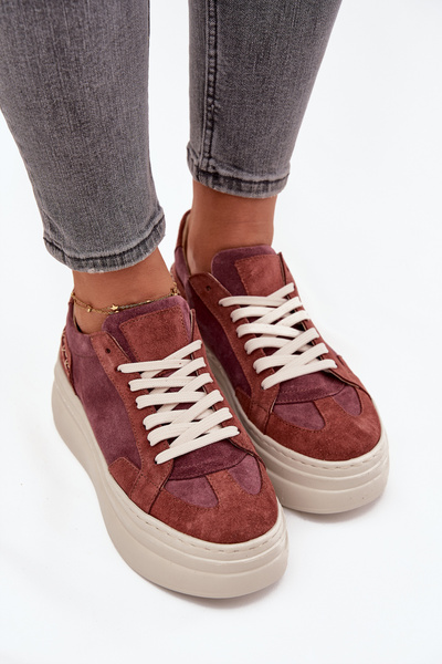 Suede sneakers ant masyvios platformos Zazoo N1270S3 Violetinė