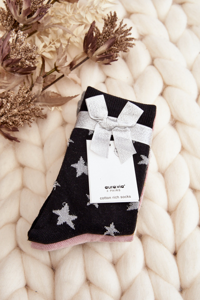 Women's Holiday Socks 3-Pack Gray-Pink