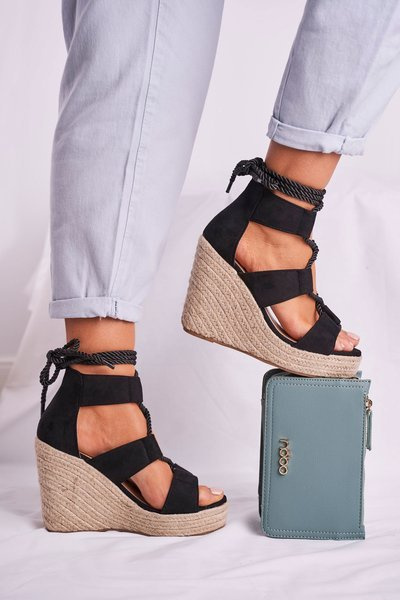 Sandale pentru femei pe ancora espadrille neagră