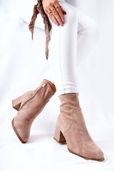 Bottines à Talon Femme Beige Merducio