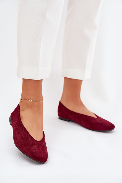 Ballerines Classiques En Suède Écologique Bordeaux Osallin