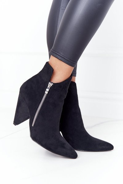 Botine cu toc asimetric Lu Boo negre