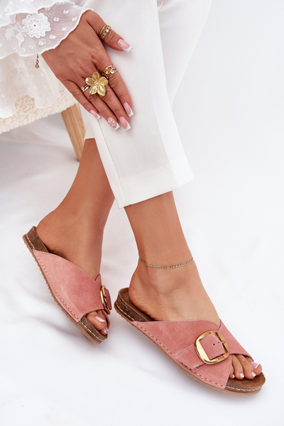 Leder-Sandalen mit goldener Schnalle Maciejka 07000-15 Rosa