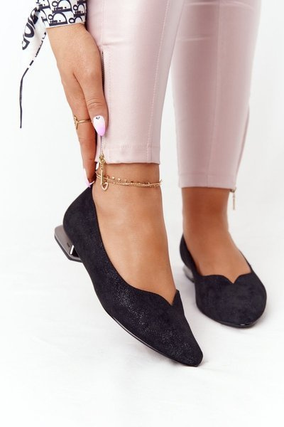 Ballerines Sur Talons Argentés Vinceza 21-10601 Noir