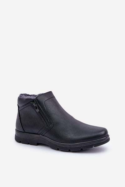 Bottes chaudes pour hommes en cuir écologique noir Daniello