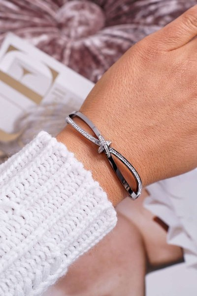 Bracelet Femme Acier Avec Zircons Argent Fergu