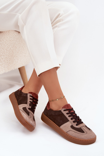 Baskets en cuir suédé pour femmes Zazoo N1277 marron
