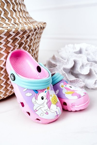 Chaussons En Mousse Enfant Avec Une Licorne Rose
