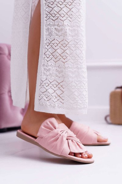 Shiny Tiered Flip Flops Pink Emilia