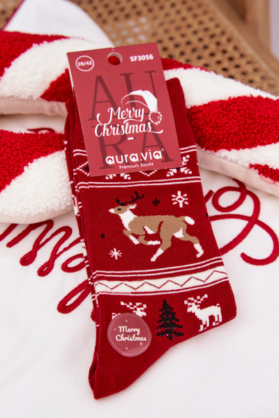 Chaussettes de Noël pour Hommes Renne Courant Rouge