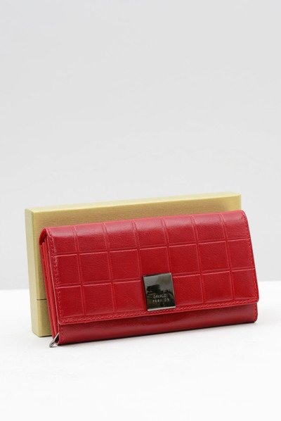 Grand portefeuille rouge matelassé pour femme