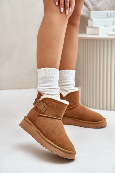 Leather Suede Snow Boots With Fur Vinceza 97951 Camel