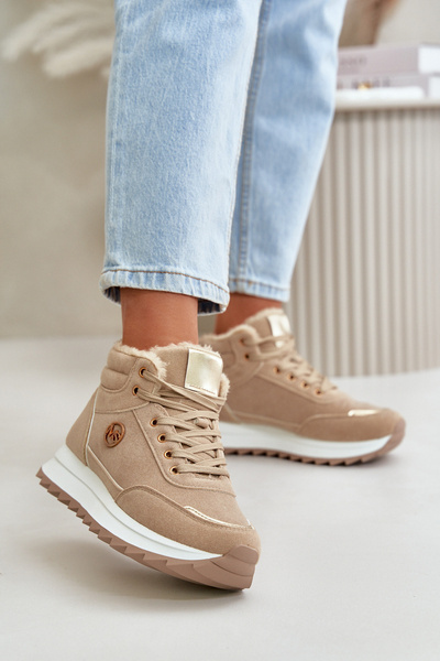 Stiefel Damen Sportliche Schuhe Isoliert Auf Plattform Khaki Ariatte