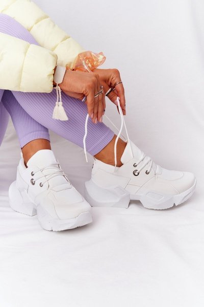 Damen Turnschuhe auf fester Sohle Weiß Bubbly