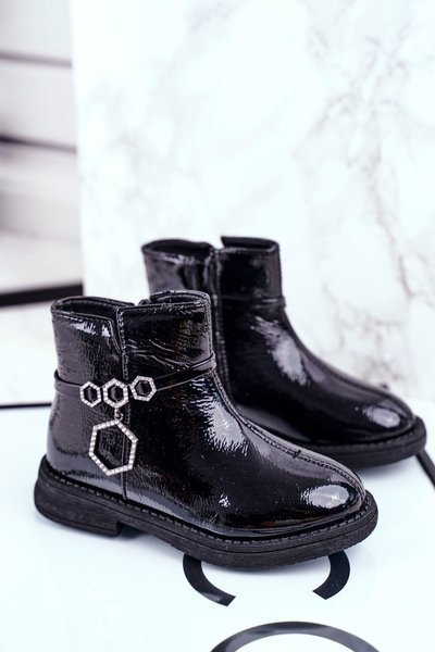Lackierte Kinderstiefel Schwarz Fami