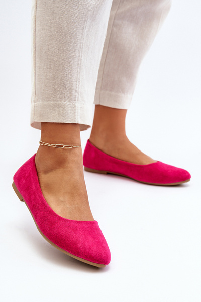 Women's Pink Suede Ballerina Flats Kommia