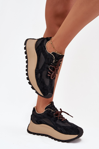 Bőr Platformos Sneakers Nőknek Big Star SS274628 HI-POLY SYSTEM Fekete