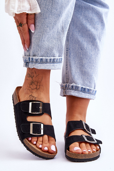 Slip-On-Hausschuhe für Damen Schwarz Destino