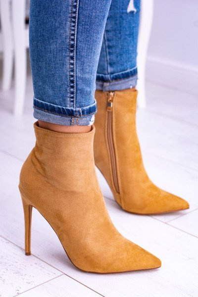 Lu Boo Wildleder Kamel Stiletto Stiefel Veneci