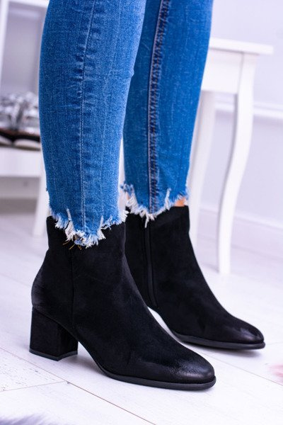Frauen Schwarz Stiletto Stiefel Ferimate Wildleder