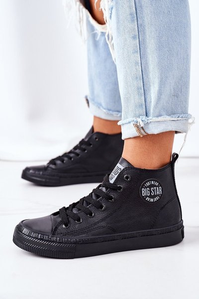 Baskets montantes en cuir pour femme Big Star GG274015 Noir