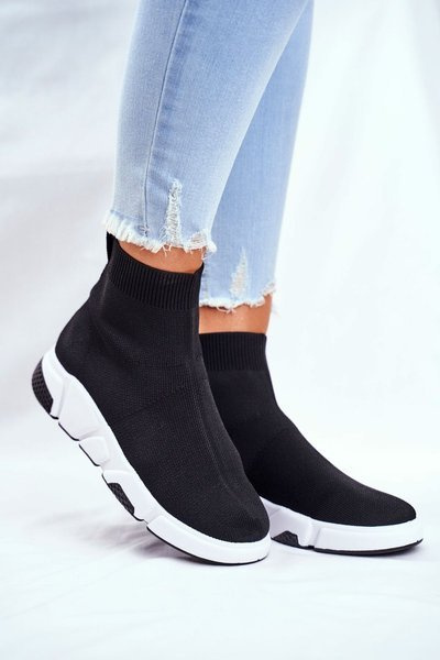 Damen Sportschuhe Hohe Socke Schwarz Time To Rock