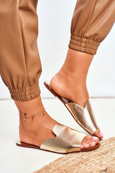 Goldene flache Damen-Flip-Flops Mimios