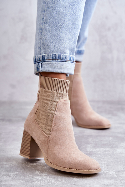 Damen Wildlederstiefel mit Socke Beige Montes