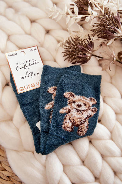 Chaussettes Douces Et Chaudes Pour Femme Avec Ours En Peluche Vert