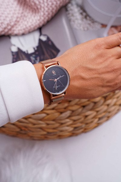 Női karóra GG Luxe Pink Gold Black Dial Bemas