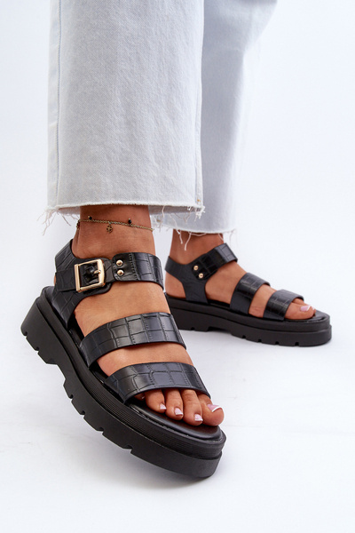 Sandales femme à semelle chunky noir Nicarda