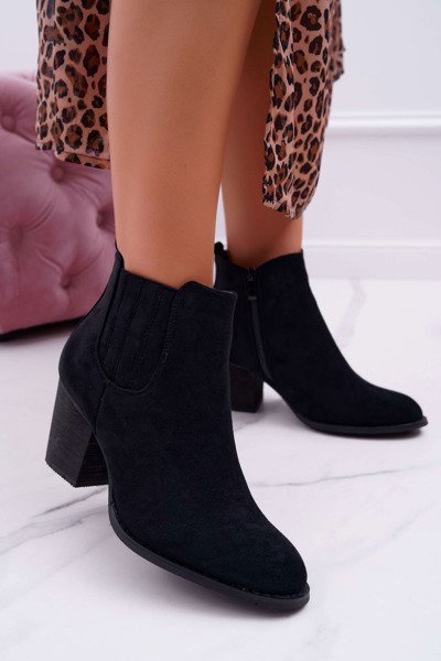 Bottes à talons pour femmes en daim noir Gomen