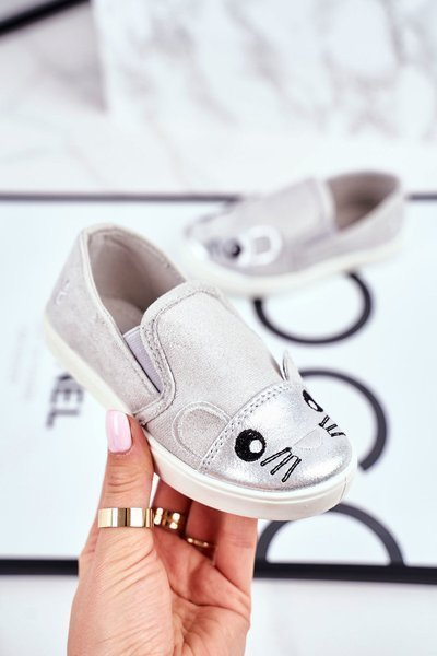 Kinder Slide-on Turnschuhe mit Maus Hellgrau Candys