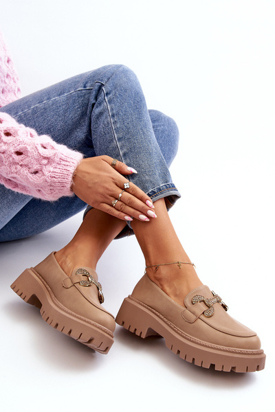 Women's Moccasins with Decoration Dark Beige Gargi