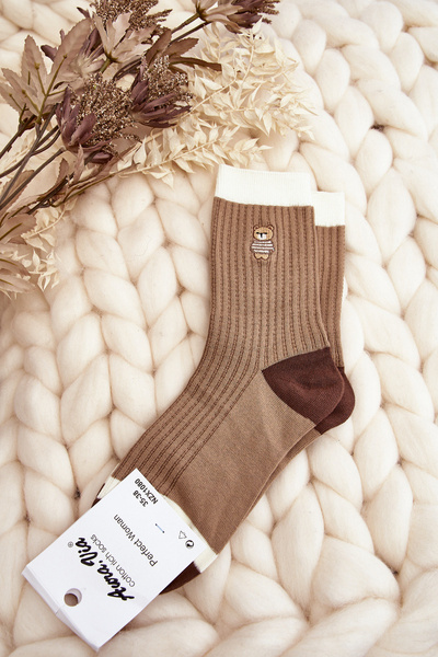 Chaussettes pour femmes avec ours marron