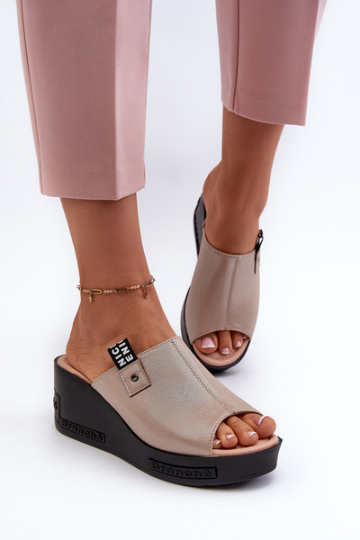 Damen Keilsandalen Gold Vleni