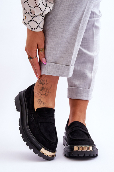 Mocassins Classiques En Daim Avec Embellissement Noir Monaro