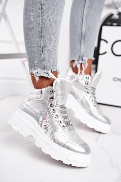 Női sportcipő meleg magas ezüst Davan