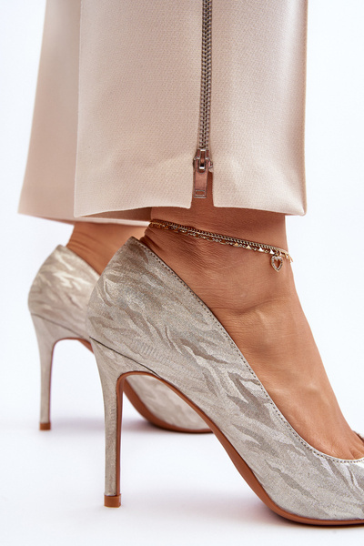 Gold Glitter Embellished Pumps Klonisa