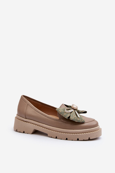 Damen Leder Mokassins mit Schleife Laura Messi 2787 Beige