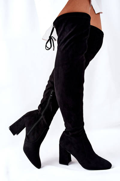 High Heel Knee Boots Black Agaloa
