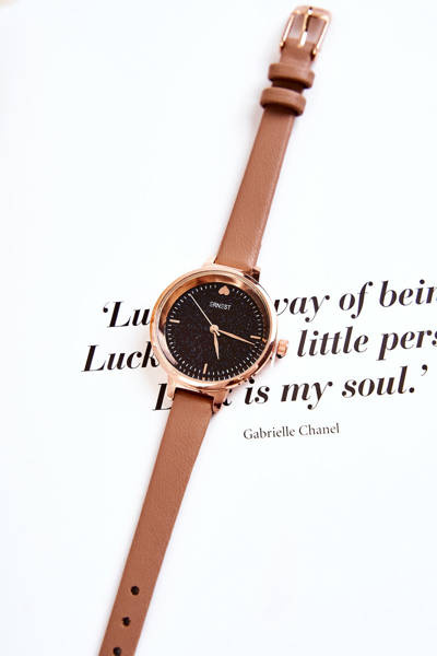 Women's Watch On A Thin Strap Ernest Dark beige