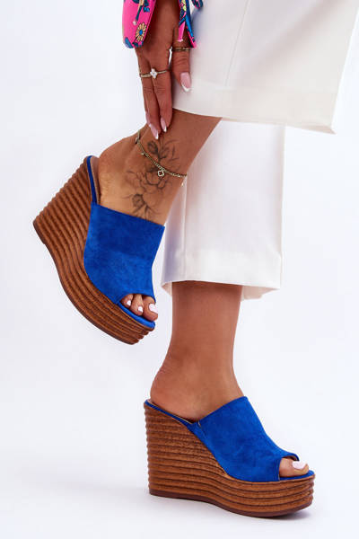 Light Flip Flops On Chunky Platform Blue Good Vibe