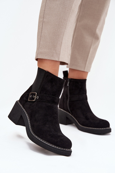 Damenschuhe mit Blockabsatz mit Schnalle Schwarze Nymera