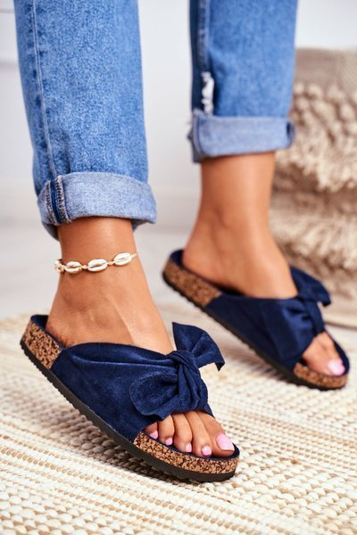 Wendy Navy Blue Cork Sole Flip Flops